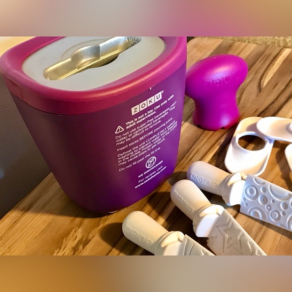 ZOKU Purple Single Ice Pop Maker Fast Making Freezer Use Complete Set 3 Tool - Picture 5 of 14